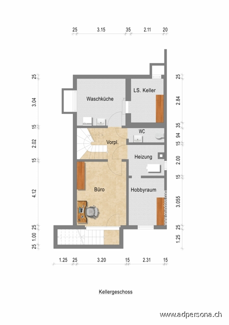 Grundriss UG Doppelhaush�lfte Reinach (BL)