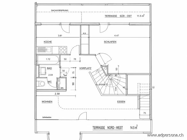 Grundriss 5.OG Maisonettewohnung Basel