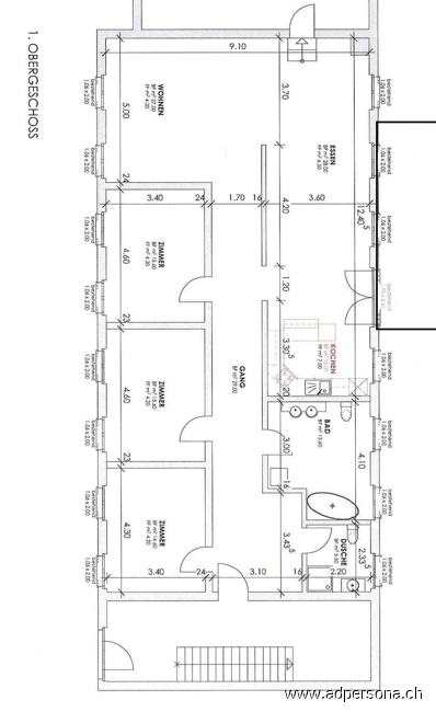 Haus Nr.12 Grundriss 1. OG Wohn- / Gesch�ftshaus Niederdorf