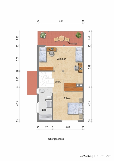 Grundriss 1.OG Doppelhaush�lfte Reinach (BL)