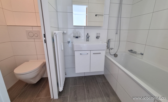 Bad mit zus�tzlicher T�re zum WC Maisonettewohnung Basel