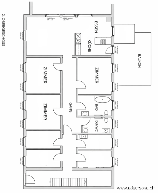 Haus Nr.12 Grundriss 2.OG Wohn- / Gesch�ftshaus Niederdorf