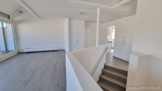 Wohnzimmer und Eingangsbereich Maisonettewohnung Basel